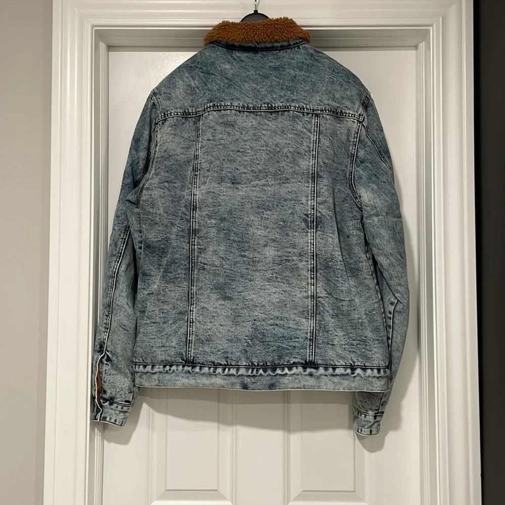 NEW Buffalo David Bitton Blue Mens Acid Wash Sherpa Denim Jacket - Large - Picture 4 of 13